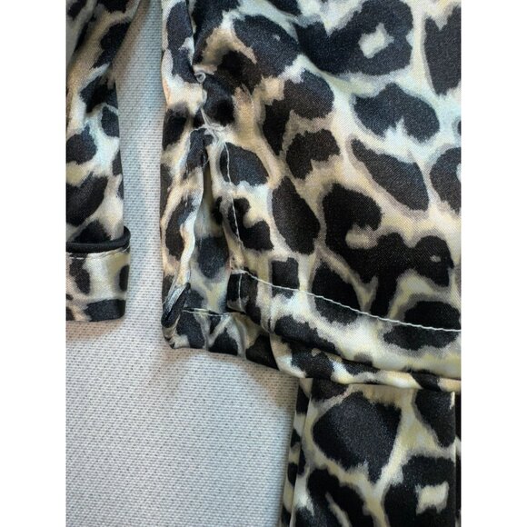 By Pink Womens Sleepwear Leopard Print Pajama Set Extra Large Black Tan - Picture 8 of 16